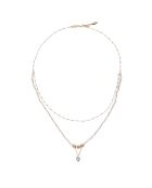 Collier multirangs perles et pendentif Talena blanc