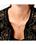 Collier multirangs perles et pendentif Talena blanc