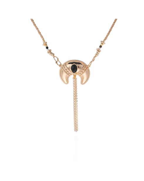 Collier sautoir chaîne avec pendentif lune Veyla noir