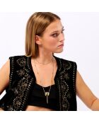 Collier sautoir chaîne avec pendentif lune Veyla noir