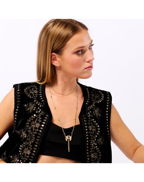 Collier sautoir chaîne avec pendentif lune Veyla noir