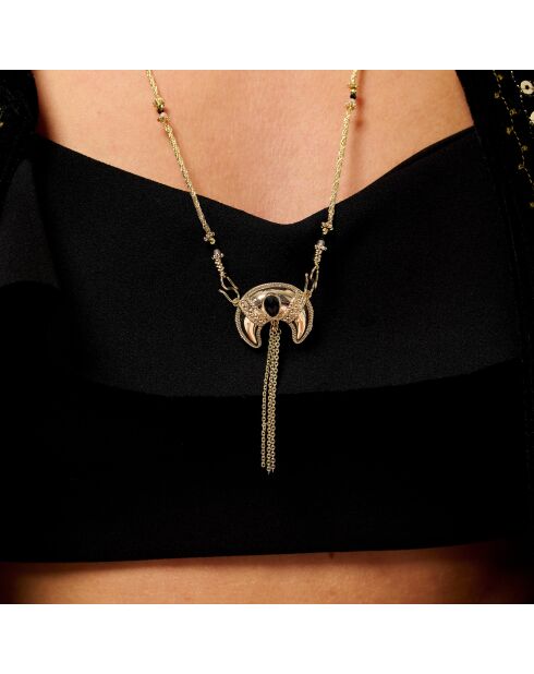 Collier sautoir chaîne avec pendentif lune Veyla noir