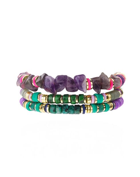 Bracelet ajustable multirang avec perles Vadorada violet