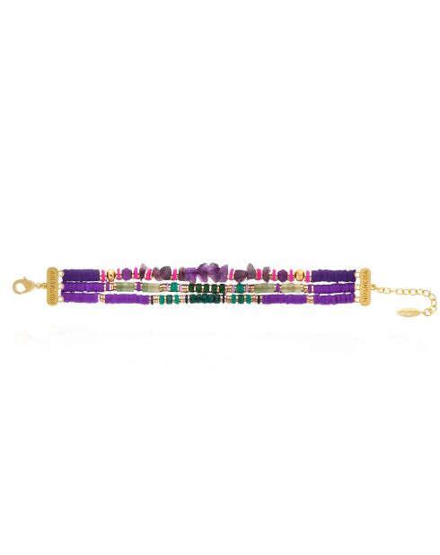 Bracelet ajustable multirang avec perles Vadorada violet