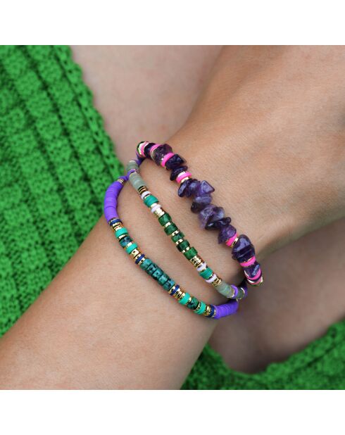Bracelet ajustable multirang avec perles Vadorada violet
