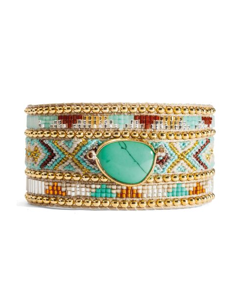 Bracelet manchette Jayatwin turquoise