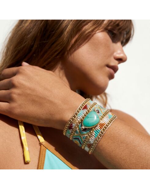 Bracelet manchette Jayatwin turquoise