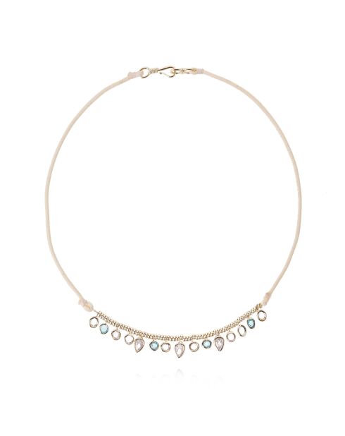 Collier cordon avec pampilles gouttes Vikram blanc