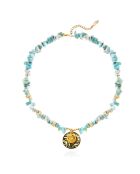 Collier avec pierres, perles et pendentif central Victor turquoise