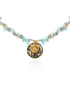 Collier avec pierres, perles et pendentif central Victor turquoise