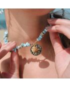 Collier avec pierres, perles et pendentif central Victor turquoise