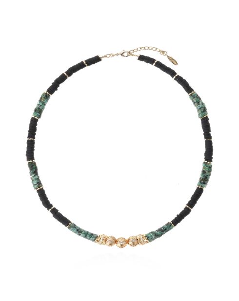 Collier perles rondelles Vinze noir