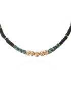 Collier perles rondelles Vinze noir