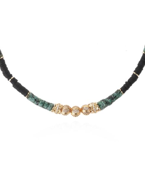 Collier perles rondelles Vinze noir