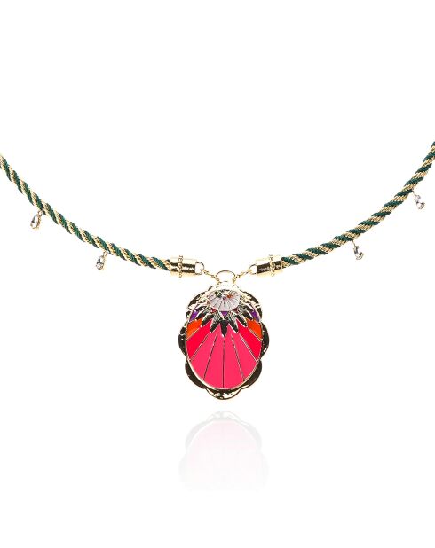 Collier sautoir en cordon avec charm central Leopolda multicolore
