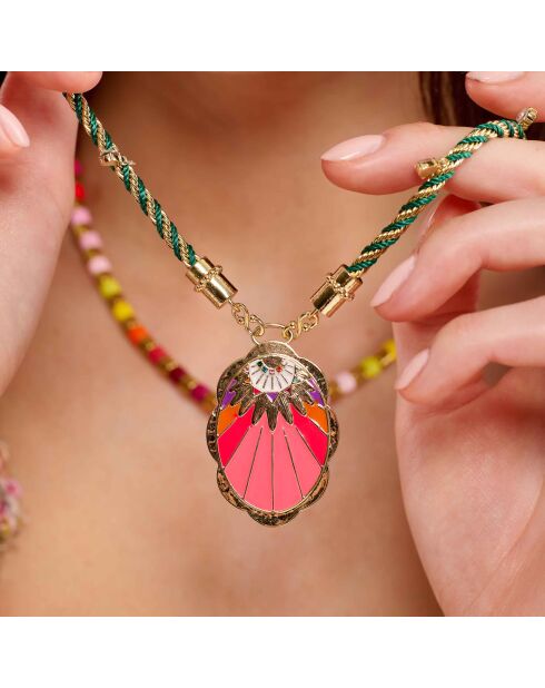 Collier sautoir en cordon avec charm central Leopolda multicolore