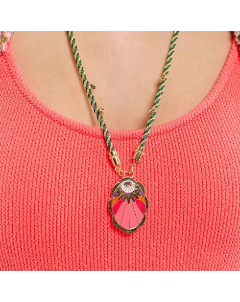 Collier sautoir en cordon avec charm central Leopolda multicolore