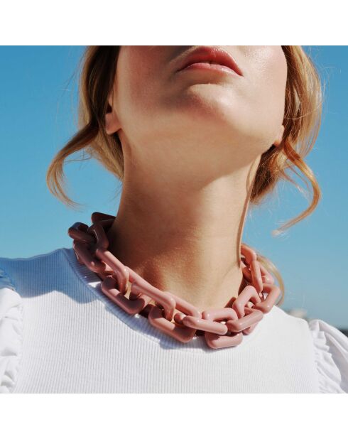 Collier maillons xxl Rhymes rose
