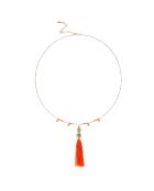 Collier chaîne avec perles et pompon Nollie orange
