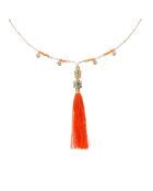 Collier chaîne avec perles et pompon Nollie orange