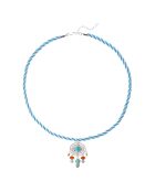Collier ajustable cordon avec cabochon central Krush bleu