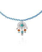 Collier ajustable cordon avec cabochon central Krush bleu