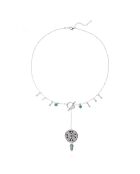 Collier chaîne avec breloques et pendentif central Yesenia argenté