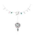 Collier chaîne avec breloques et pendentif central Yesenia argenté