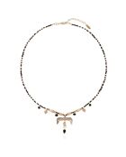 Collier de perles avec pendentif aigle Gallica noir