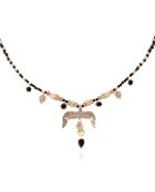Collier de perles avec pendentif aigle Gallica noir