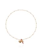 Collier avec coquillages et pampille Martin blanc