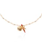 Collier avec coquillages et pampille Martin blanc