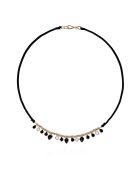 Collier cordon avec pampilles gouttes Vikram noir
