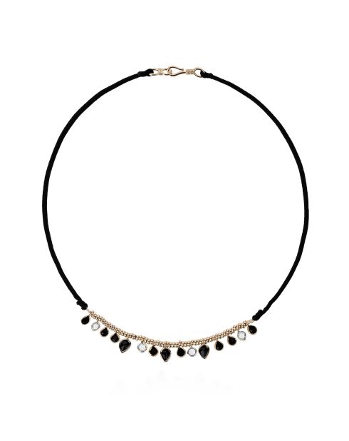 Collier cordon avec pampilles gouttes Vikram noir