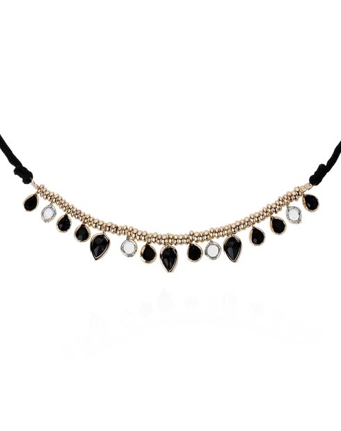 Collier cordon avec pampilles gouttes Vikram noir