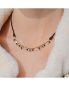 Collier cordon avec pampilles gouttes Vikram noir