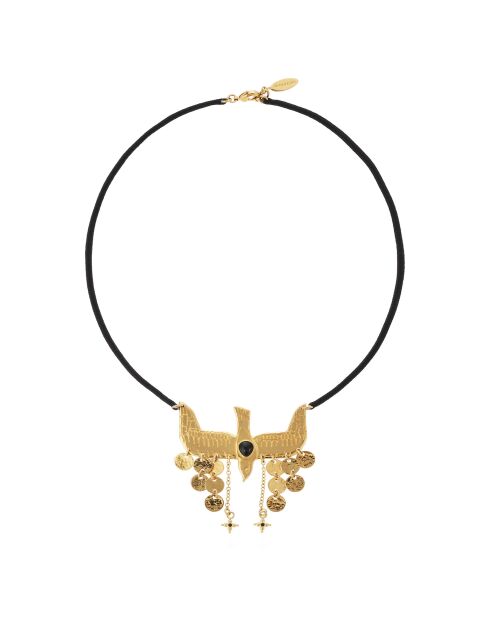 Collier cordon avec pendentif aigle Nipoa noir