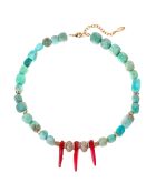 Collier ajustable avec perles et pampilles Marcel turquoise
