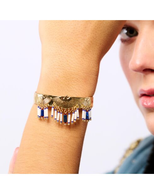 Bracelet jonc avec perles Swenn bleu
