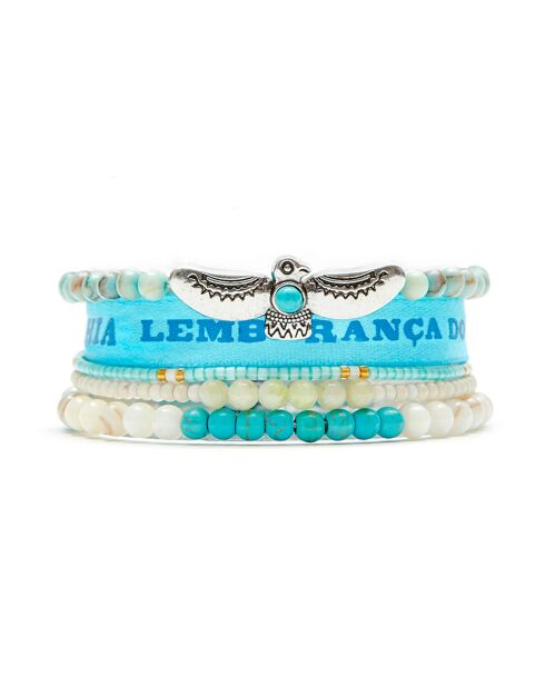 Bracelet manchette Minibird turquoise