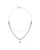 Collier multirangs perles et pendentif Talena noir