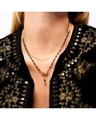 Collier multirangs perles et pendentif Talena noir