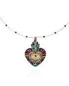 Collier avec charm central et perles Fortuna noir