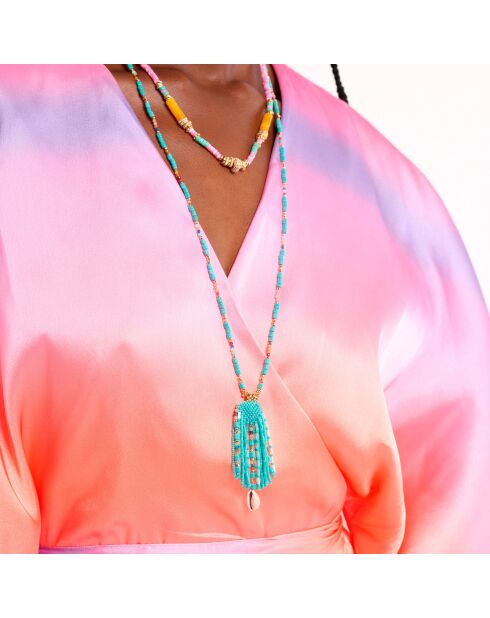 Collier pendentif perles Merange turquoise