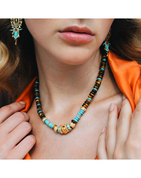 Collier de perles Cayro marron