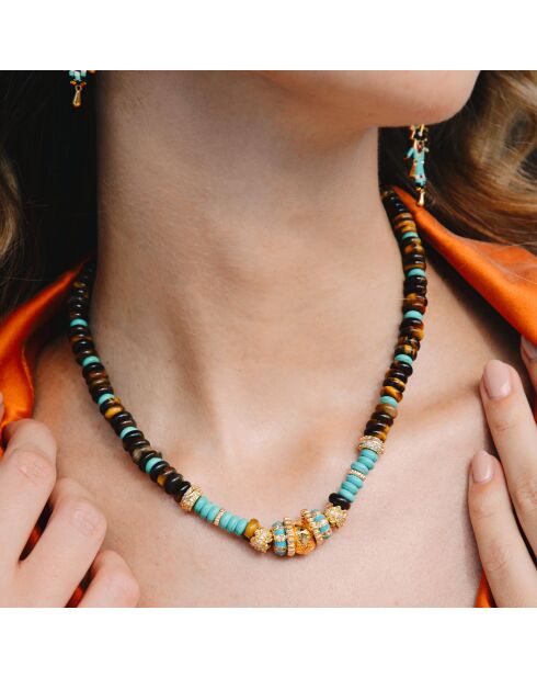 Collier de perles Cayro marron