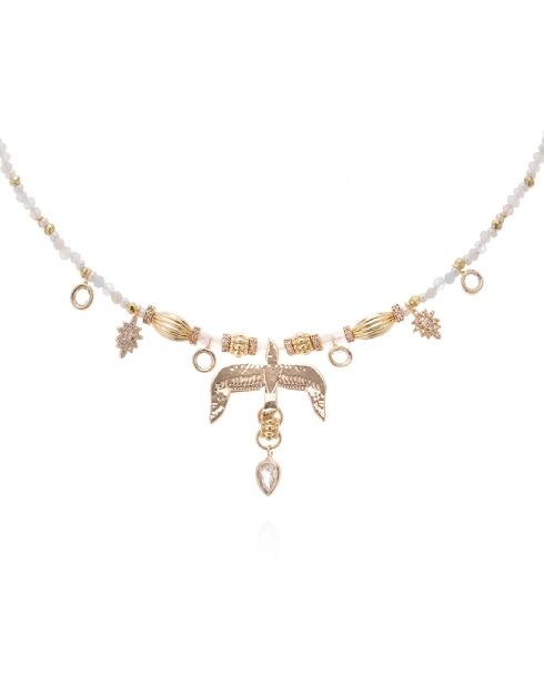 Collier de perles avec pendentif aigle Gallica blanc