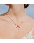 Collier de perles avec pendentif aigle Gallica blanc