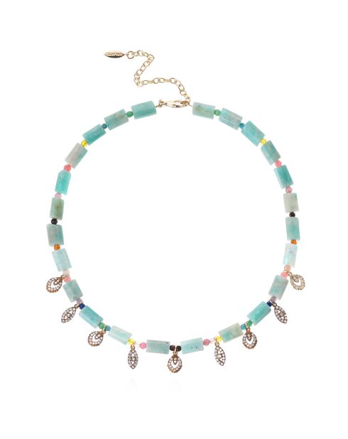 Collier de perles avec pampilles Piad turquoise