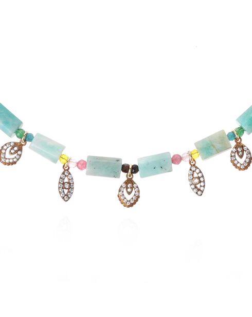 Collier de perles avec pampilles Piad turquoise
